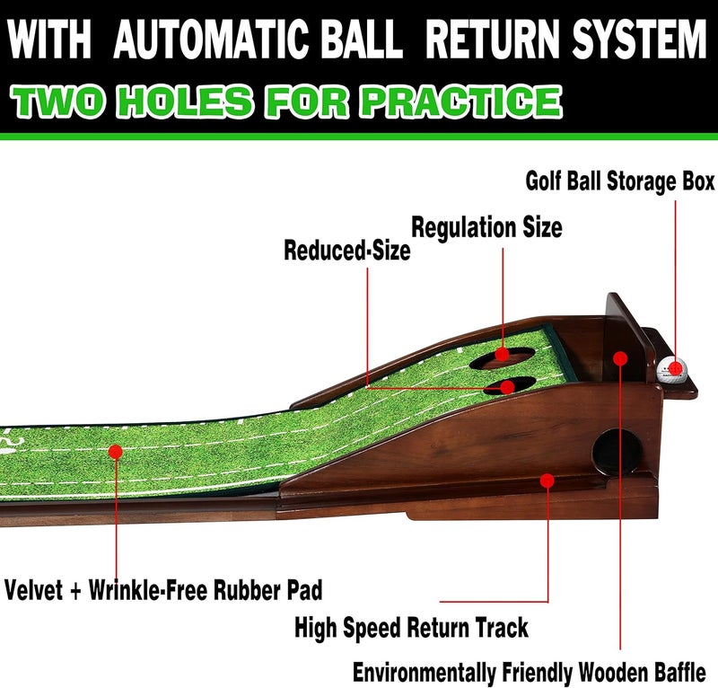 Dachenus Putting Green Indoor Mat Outdoor Golf Putting Mat with Automatic Ball Return - Ideal for Home, Office, and Outdoor Use - Image 5